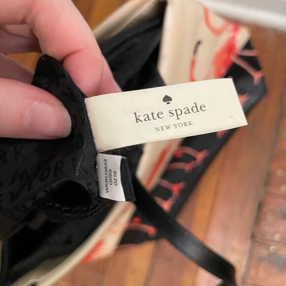 Kate Spade OS tote bag purse flamingos tropical beach vacation luxury watercolor - Picture 6 of 13
